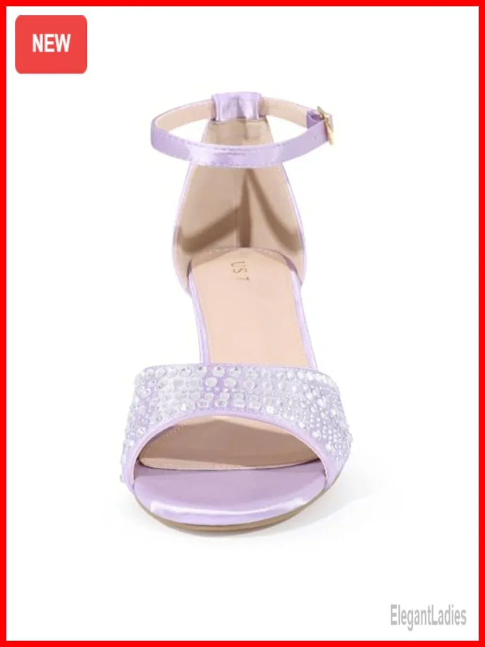Rhinestone Satin Open Toe Ankle Strap Kitten Heel Sandals